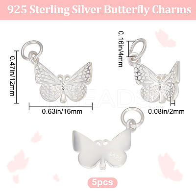 5Pcs 925 Sterling Silver Pendants STER-BBC0001-74-1