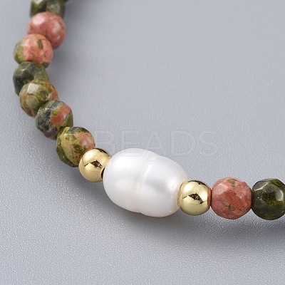 Natural Unakite Beads Stretch Bracelets BJEW-JB04676-03-1