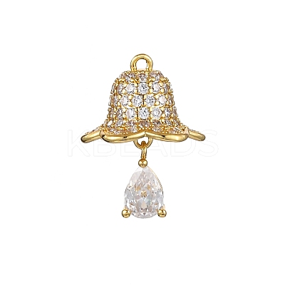 Rack Plating Brass with Cubic Zirconia Pendants KK-Q010-04G-1