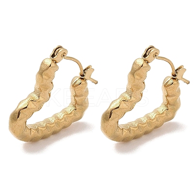 Texture Heart 201 Stainless Steel Half Hoop Earrings for Women EJEW-G385-19G-1