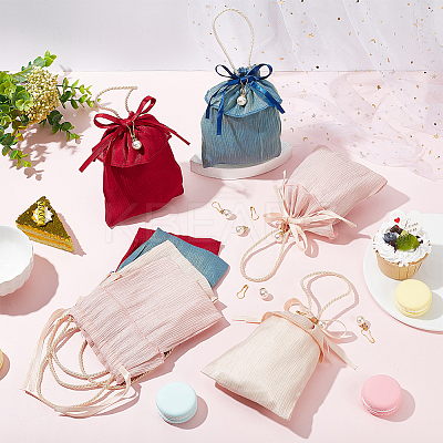 8 Sets 4 Colors Satin Jewelry Drawstring Gift Bags ABAG-BC0001-40-1