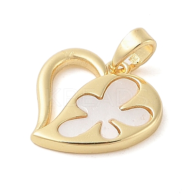 Brass Pave Shell Pendants KK-I712-01G-1