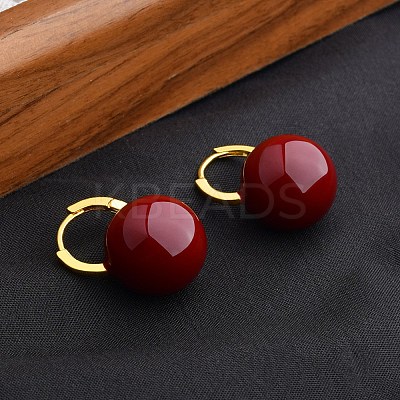 Round Brass Enamel Hoop Earrings for Women EJEW-U055-08G-1