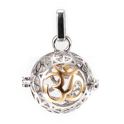 Rack Plating Brass Cage Pendants KK-R036-11-1
