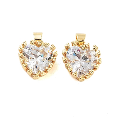 Rack Plating Brass Clear Cubic Zirconia Pendants KK-S379-05G-1
