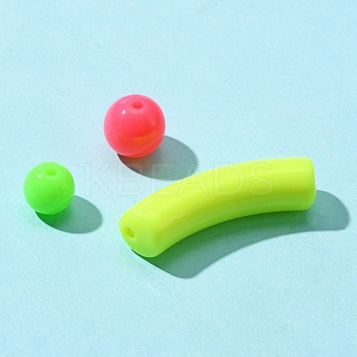 255Pcs 15 Style Fluorescent Acrylic Beads MACR-FS0001-28-1
