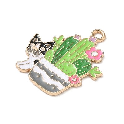 Small Potted Plant with Dog Alloy Enamel Pendants X-ENAM-I083-01KCG-06-1