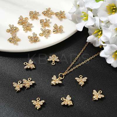 SHEGRACE Brass Micro Pave Cubic Zirconia Bees Charms XGR0165G-110G-1