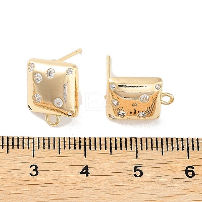 Brass Micro Pave Cubic Zirconia Stud Earring Findings KK-E107-12G-1
