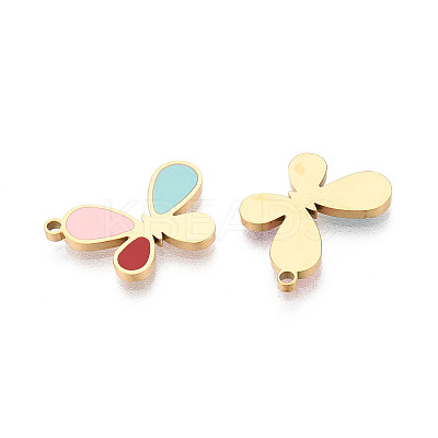 304 Stainless Steel & Enamel Butterfly Pendants STAS-T073-22G-1