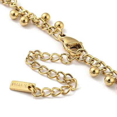 304 Stainless Steel Round Ball Charms Link Chain Necklaces NJEW-G119-01G-1