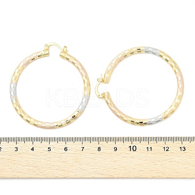 Brass Two Tone Hoop Earrings EJEW-B117-06E-M-1