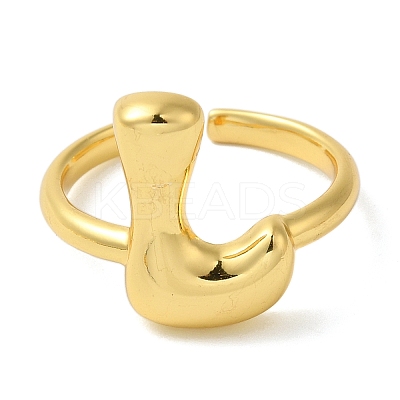 Initials Brass Open Cuff Ring for Women RJEW-N046-02L-G-1