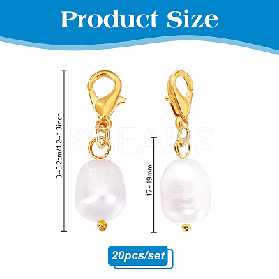 20Pcs Oval Natural Pearl Pendant Decoration HJEW-PH02069-1