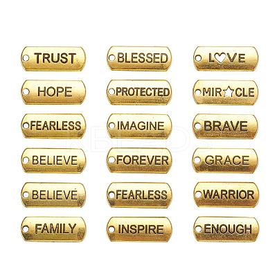 18Pcs 18 Style Tibetan Style Alloy Rectangle Pendants TIBEP-YW0001-34AG-1