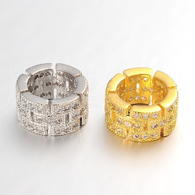 Brass Micro Pave Cubic Zirconia European Beads ZIRC-L037-46-FF-1