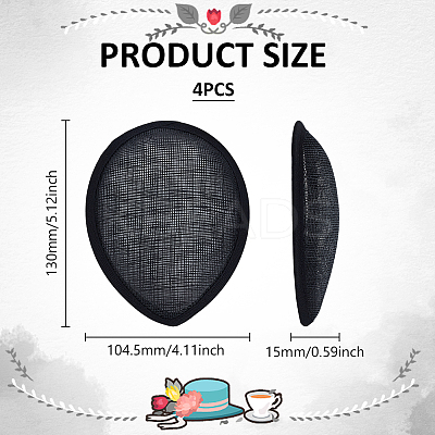 4Pcs Linen Teardrop Fascinator Hat Base for Millinery AJEW-FG0004-54B-1