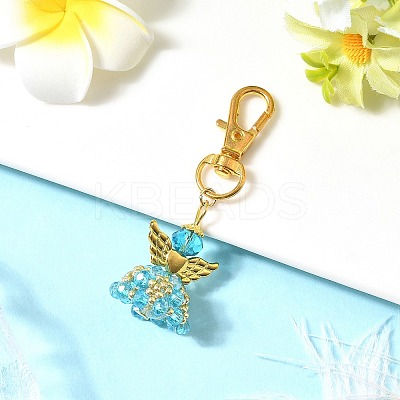 Angel Glass & Alloy Pendant Decorations HJEW-MZ00360-04-1