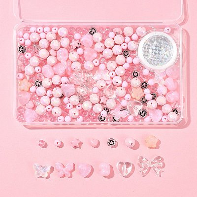 210Pcs 13 Styles Acrylic Beads with 1 Roll Strong Stretchy Beading Elastic Thread OACR-FS0001-57-1