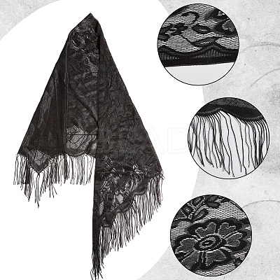 Lace Flower Detachable Polyester Shawl AJEW-WH20072-43C-1