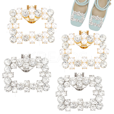 4Pcs 2 Style Plastic Imitation Pearl Shoe Decoration AJEW-PH0011-47-1