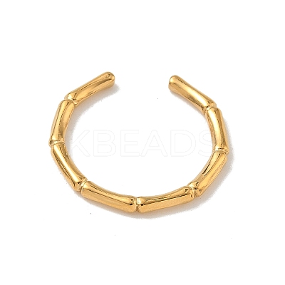 Ion Plating(IP) 304 Stainless Steel Bamboo Open Cuff Ring for Women RJEW-I085-10G-1-1