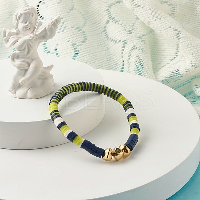 Handmade Polymer Clay Heishi Beads Stretch Bracelet BJEW-JB07326-01-1