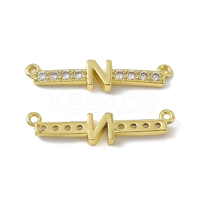Rack Plating Brass Micro Pave Clear Cubic Zirconia Connector Charms KK-C007-37G-N-1