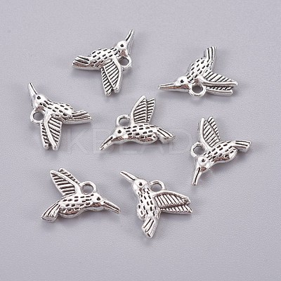 Tibetan Style Alloy Hummingbird Charms Pendants TIBEP-1096-AS-LF-1