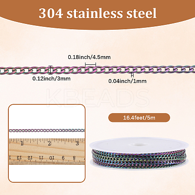 5M Ion Plating(IP) 304 Stainless Steel Curb Chains CHS-SC0001-10-1