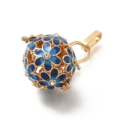 Alloy Crystal Rhinestone Bead Cage Pendants ENAM-M047-02G-A-1
