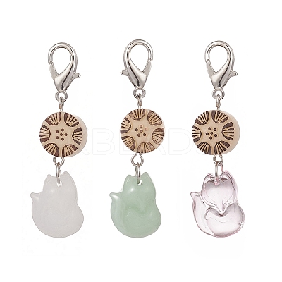 Fox Glass Pendant Decorations HJEW-JM00880-1