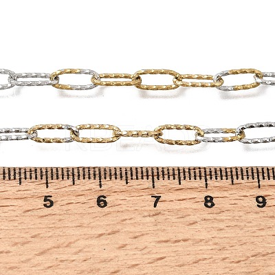 4MM Two Tone 304 Stainless Steel Textured Paperclip Chain Necklaces for Man and Women SA-CBAB767-09GP-1