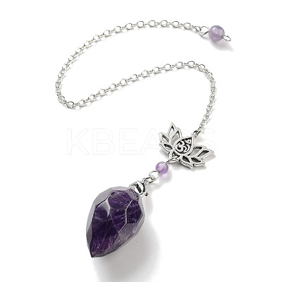 Natural Amethyst Teardrop Dowsing Pendulums G-K338-11P-05-1