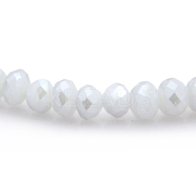 Pearl Luster Plated Faceted Rondelle Imitation Jade Glass Beads Strands GLAA-A024B-PL02-1