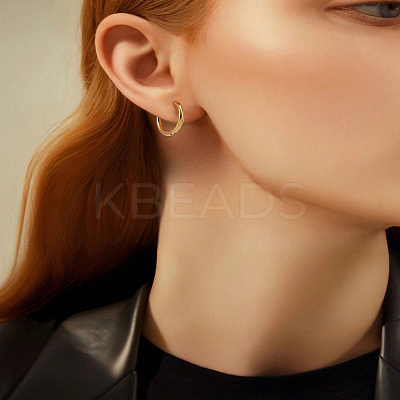 2Pairs 2 Styles Ion Plating(IP) 304 Stainless Steel Hoop Earrings EJEW-LP0012-16-1