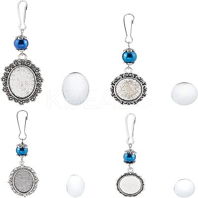 4 Sets 4 Style Glass Pearl Beads & Cabochons Keychain HJEW-FH0001-20-1