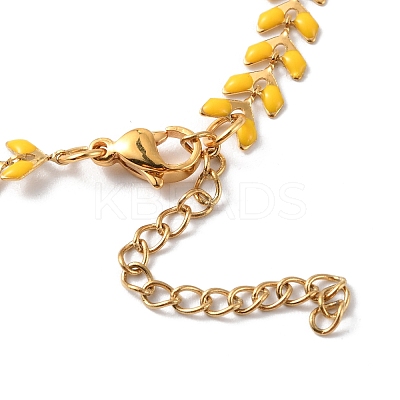 Enamel Ear of Wheat Link Chain Necklace NJEW-P220-02G-08-1