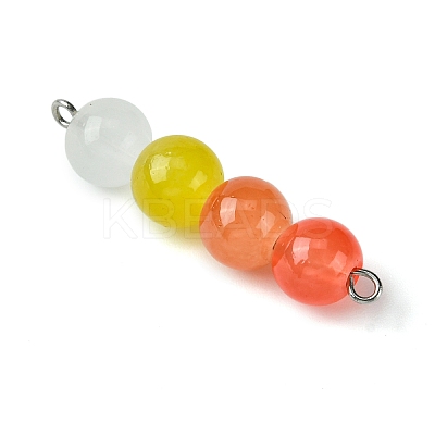 Gradient Color Round Glass Beaded Connector Charms PALLOY-JF02805-1