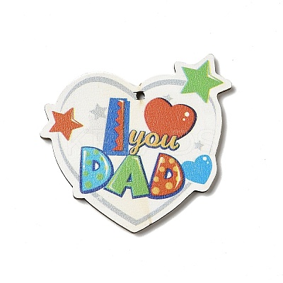 Father's Day Single Face Printed Aspen Wood Pendants WOOD-G014-32-1