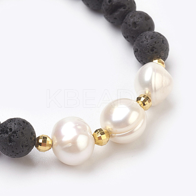 Natural Lava Rock Beads Stretch Bracelets BJEW-JB03880-01-1