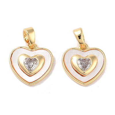 Brass Micro Pave Clear Cubic Zirconia Pendants KK-B102-23G-1