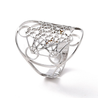 Non-Tarnish 304 Stainless Steel Star of David Adjustable Ring RJEW-P037-05P-1