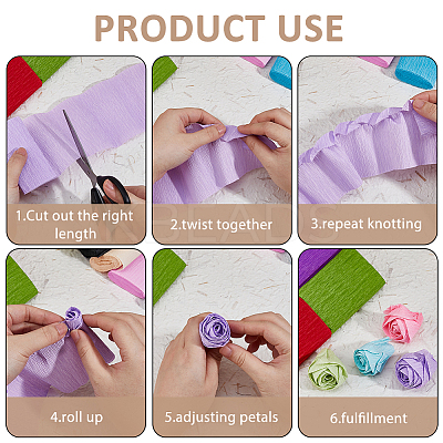 16Pcs 16 Colors DIY Rose Flower Crepe Paper DIY-FH0010-04-1