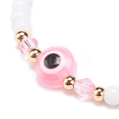 Resin Evil Eye & Acrylic Beaded Stretch Bracelet for Women BJEW-JB08609-01-1