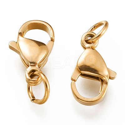 Ion Plating(IP) 304 Stainless Steel Lobster Claw Clasps X-STAS-G240-01D-G-1