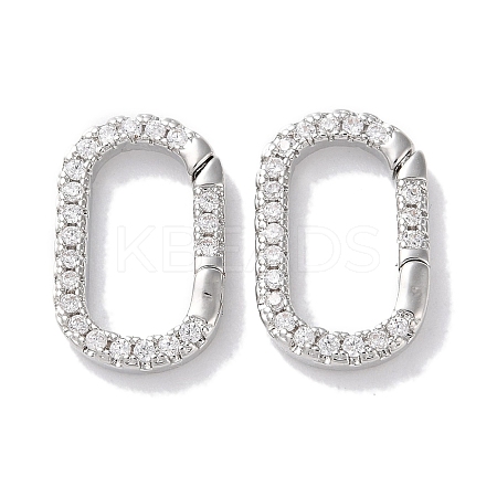 Rack Plated Brass Micro Pave Cubic Zirconia Clasps X-KK-Z039-06C-P-1