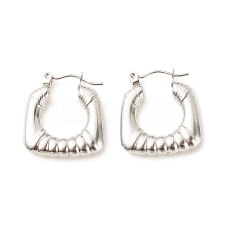 Non-Tarnish 304 Stainless Steel Chunky Rectangle Hoop Earrings for Women EJEW-K242-03P-1