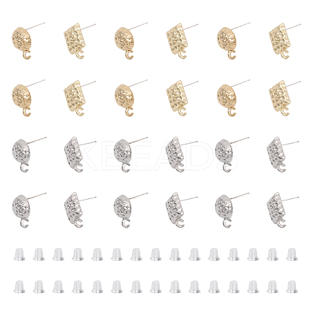 CHGCRAFT 24Pcs 4 Styles Rack Plating Alloy Stud Earring Findings FIND-CA0007-25-1