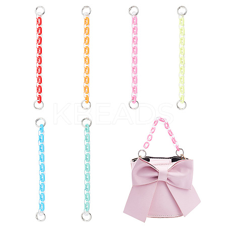 WADORN 6Pcs 6 Colors Acrylic Cable Chain Short Bag Straps FIND-WR0009-21-1